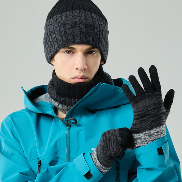 3-teiliges Unisex-Set mit farblich passendem Hut und Nackenwärmer sowie Handschuhen