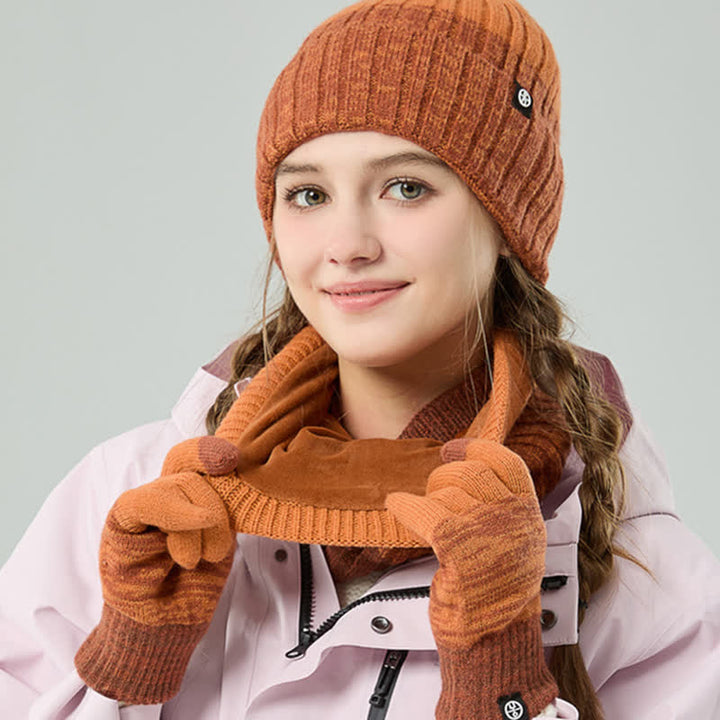 3-teiliges Unisex-Set mit farblich passendem Hut und Nackenwärmer sowie Handschuhen