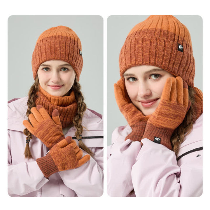 3-teiliges Unisex-Set mit farblich passendem Hut und Nackenwärmer sowie Handschuhen