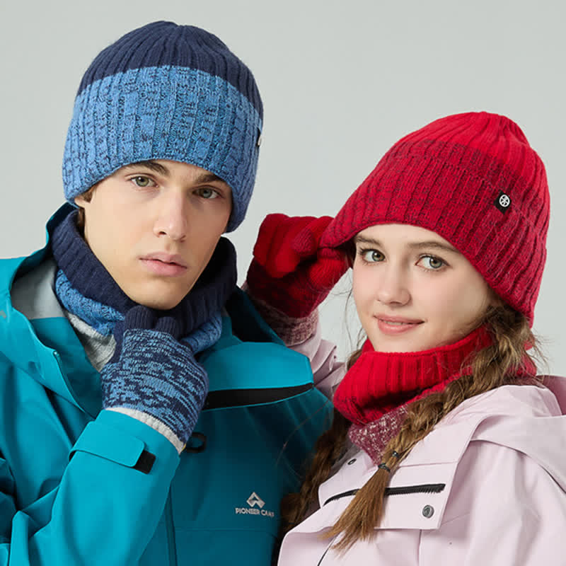 3-teiliges Unisex-Set mit farblich passendem Hut und Nackenwärmer sowie Handschuhen