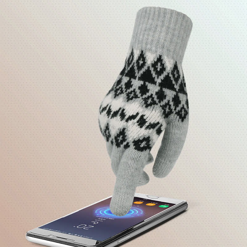 3-teiliges Unisex-Komfort-Set aus Strickmütze, Schal und Handschuhen mit Rautenmuster