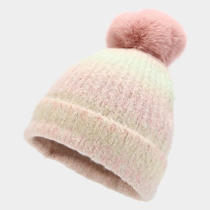3-teiliges Unisex-Set aus bunten Strickmützen, Schals und Handschuhen mit Batikmuster