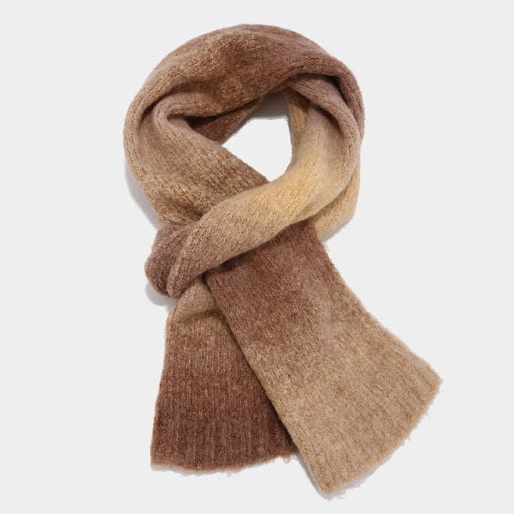 3-teiliges Unisex-Set aus bunten Strickmützen, Schals und Handschuhen mit Batikmuster