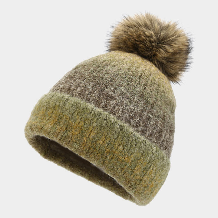 3-teiliges Unisex-Set aus bunten Strickmützen, Schals und Handschuhen mit Batikmuster