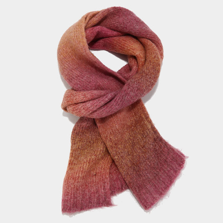 3-teiliges Unisex-Set aus bunten Strickmützen, Schals und Handschuhen mit Batikmuster