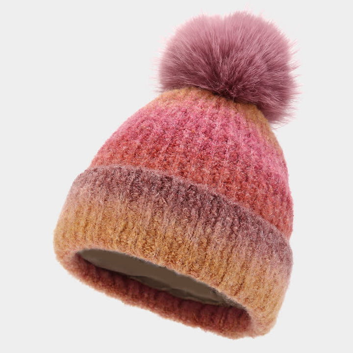 3-teiliges Unisex-Set aus bunten Strickmützen, Schals und Handschuhen mit Batikmuster