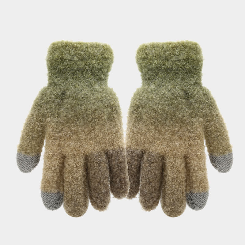 3-teiliges Unisex-Set aus bunten Strickmützen, Schals und Handschuhen mit Batikmuster