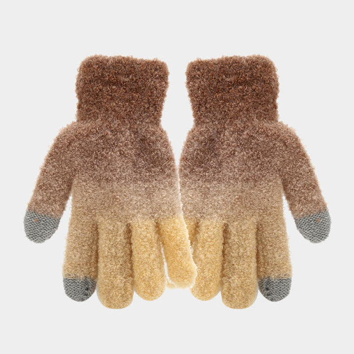 3-teiliges Unisex-Set aus bunten Strickmützen, Schals und Handschuhen mit Batikmuster