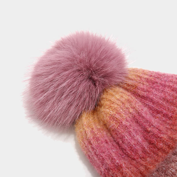 3-teiliges Unisex-Set aus bunten Strickmützen, Schals und Handschuhen mit Batikmuster