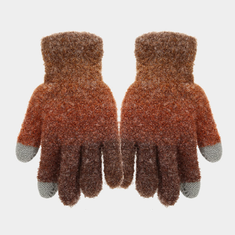 3-teiliges Unisex-Set aus bunten Strickmützen, Schals und Handschuhen mit Batikmuster