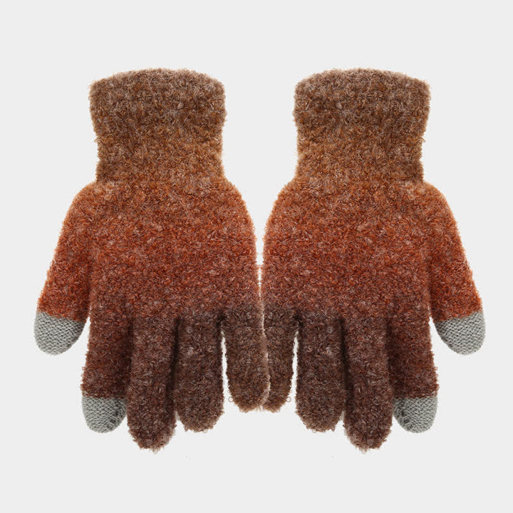 3-teiliges Unisex-Set aus bunten Strickmützen, Schals und Handschuhen mit Batikmuster