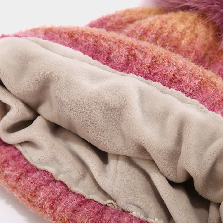 3-teiliges Unisex-Set aus bunten Strickmützen, Schals und Handschuhen mit Batikmuster