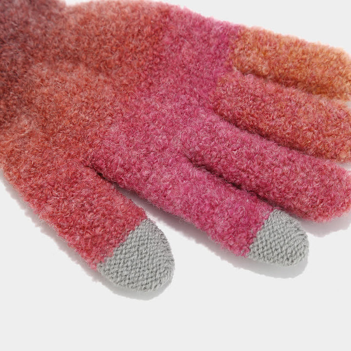 3-teiliges Unisex-Set aus bunten Strickmützen, Schals und Handschuhen mit Batikmuster