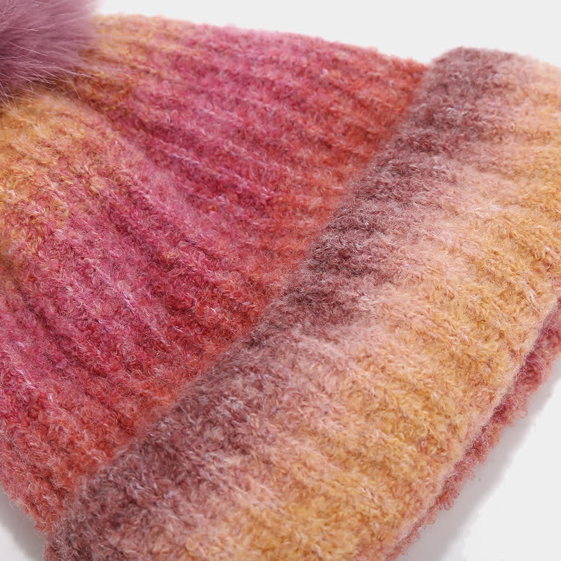 3-teiliges Unisex-Set aus bunten Strickmützen, Schals und Handschuhen mit Batikmuster