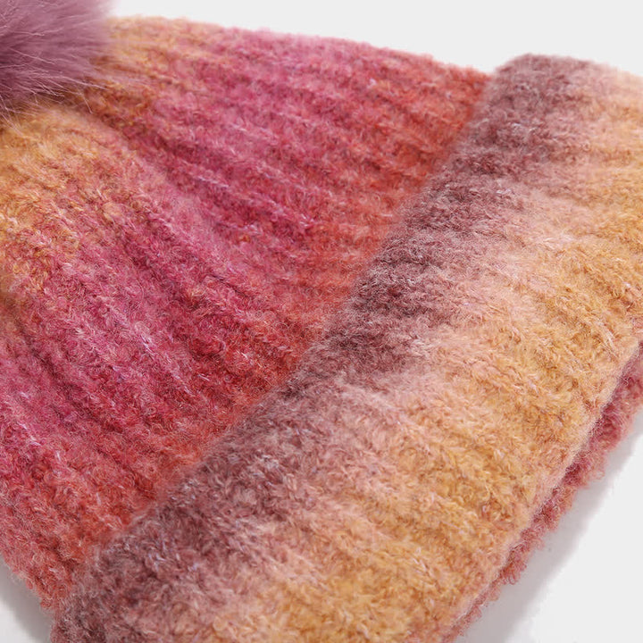 3-teiliges Unisex-Set aus bunten Strickmützen, Schals und Handschuhen mit Batikmuster