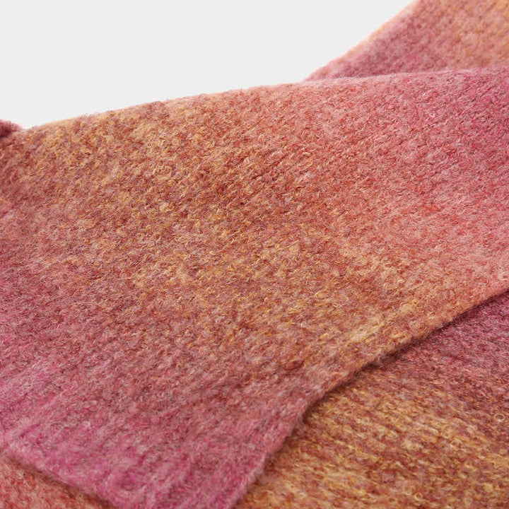 3-teiliges Unisex-Set aus bunten Strickmützen, Schals und Handschuhen mit Batikmuster