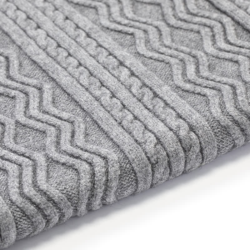 2-teiliges Unisex-Set aus Jacquard-Strickmütze, Schal und Handschuhen in Volltonfarbe