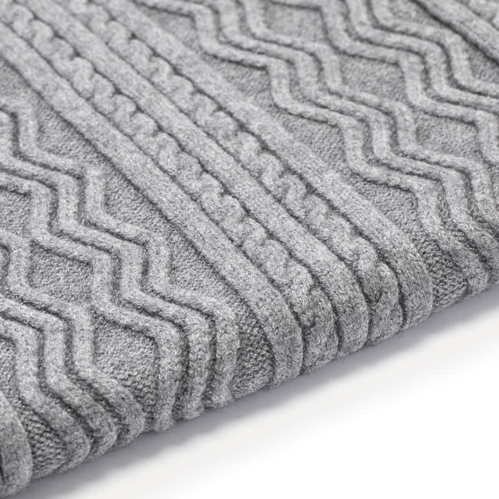 2-teiliges Unisex-Set aus Jacquard-Strickmütze, Schal und Handschuhen in Volltonfarbe