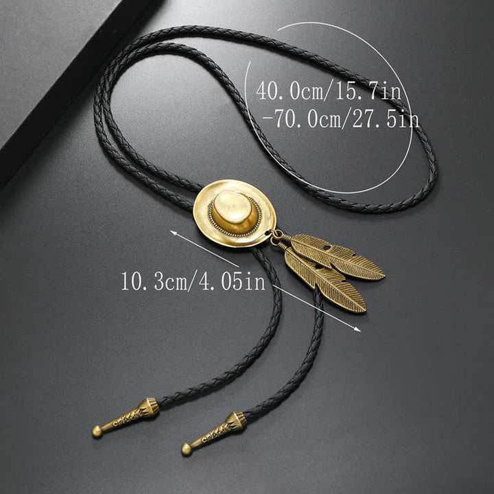 Rodeo Cowboy-Hut mit Feder-Bolo-Tie