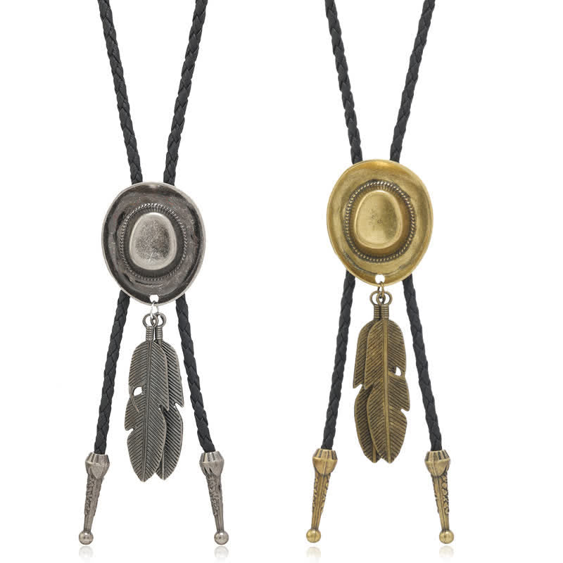 Rodeo Cowboy-Hut mit Feder-Bolo-Tie