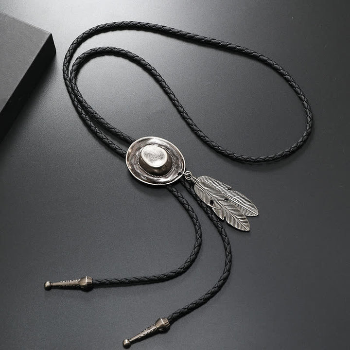 Rodeo Cowboy-Hut mit Feder-Bolo-Tie