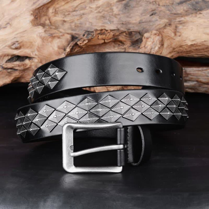 Schwarzer Gothic Ledergürtel mit Rautennieten