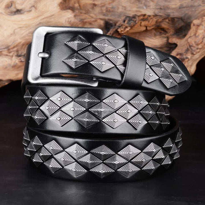 Schwarzer Gothic Ledergürtel mit Rautennieten