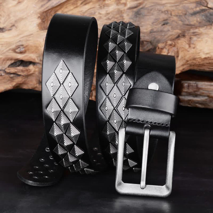 Schwarzer Gothic Ledergürtel mit Rautennieten