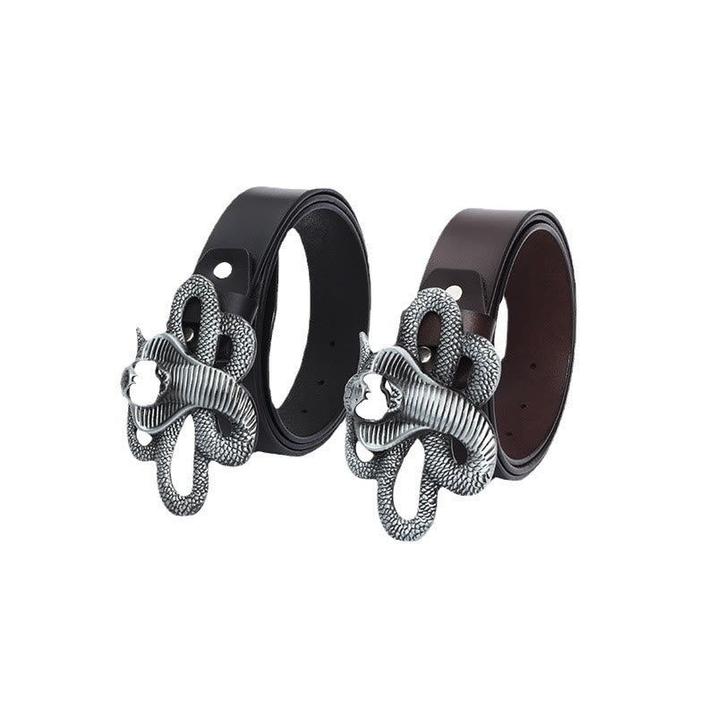 Herren-Vintage-Western-3D-Cobra-Ledergürtel