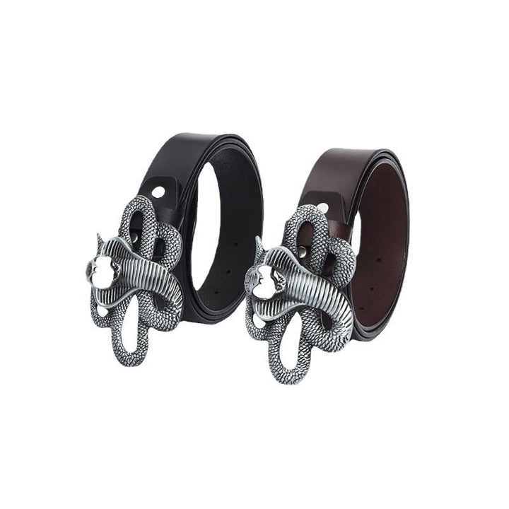 Herren-Vintage-Western-3D-Cobra-Ledergürtel