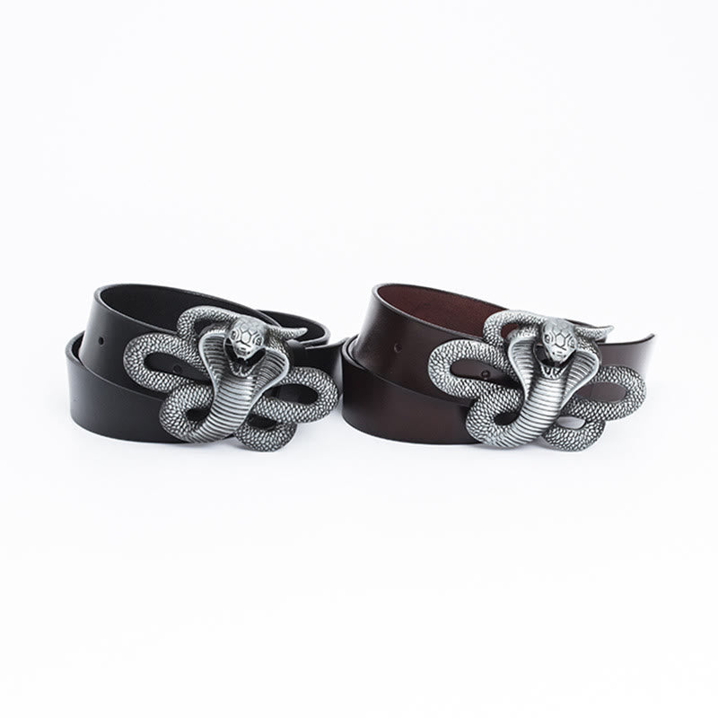 Herren-Vintage-Western-3D-Cobra-Ledergürtel