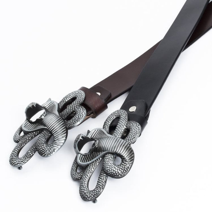 Herren-Vintage-Western-3D-Cobra-Ledergürtel