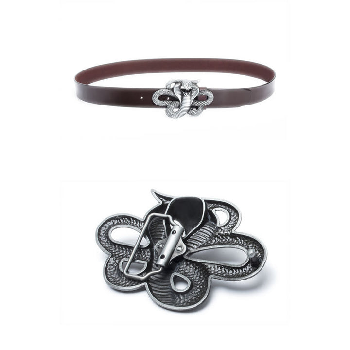 Herren-Vintage-Western-3D-Cobra-Ledergürtel