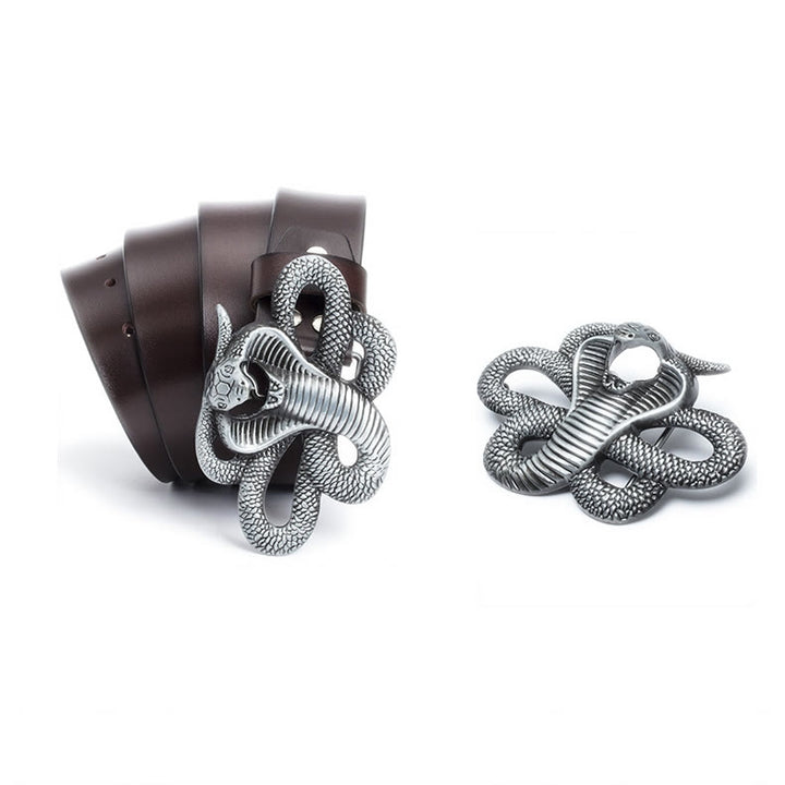 Herren-Vintage-Western-3D-Cobra-Ledergürtel