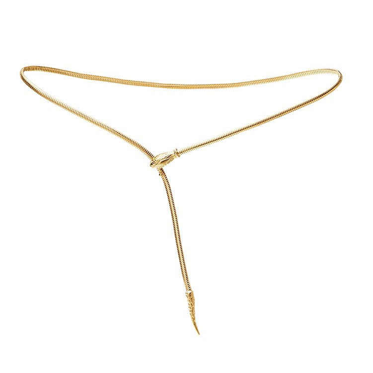 Damen Goldener silberner Schlangenkettengürtel Metall Taillenkette