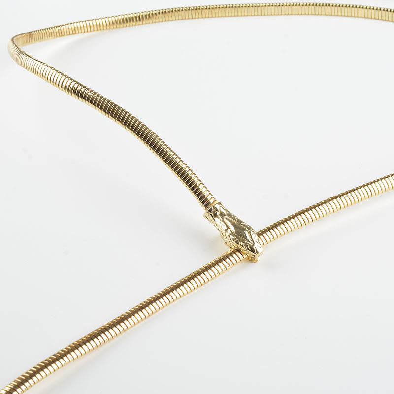 Damen Goldener silberner Schlangenkettengürtel Metall Taillenkette