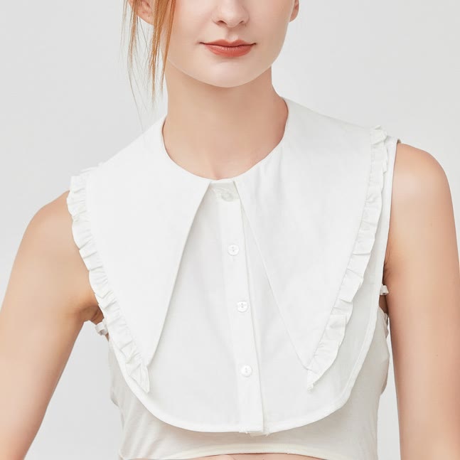 Abnehmbare Halbhemdbluse, großes Revers, falscher Kragen