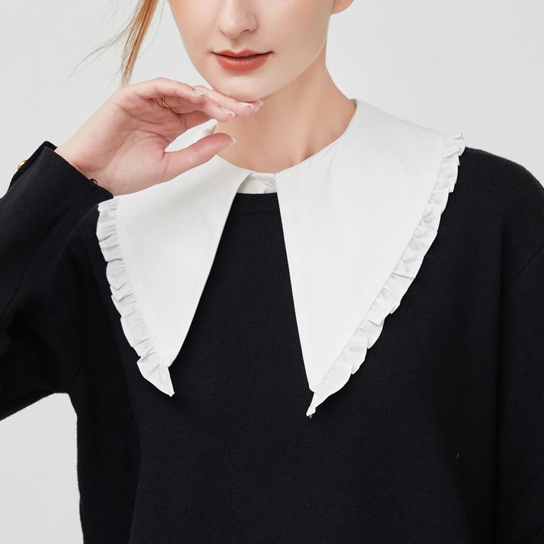 Abnehmbare Halbhemdbluse, großes Revers, falscher Kragen