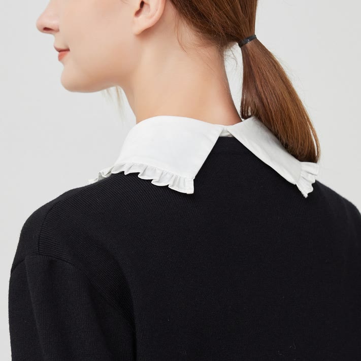 Abnehmbare Halbhemdbluse, großes Revers, falscher Kragen
