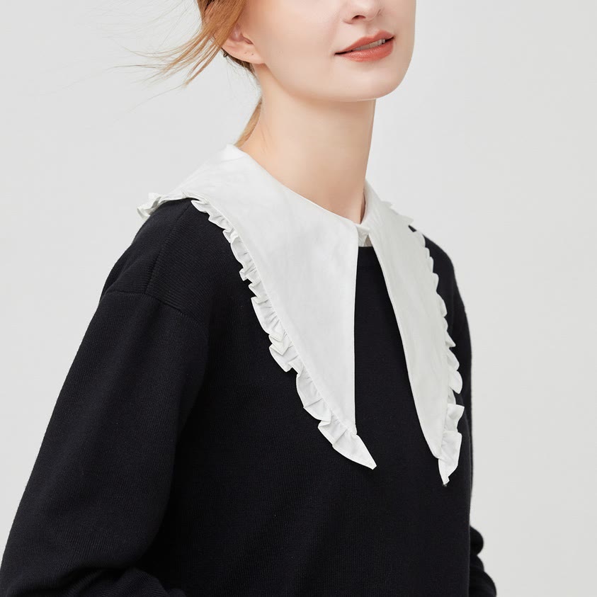 Abnehmbare Halbhemdbluse, großes Revers, falscher Kragen