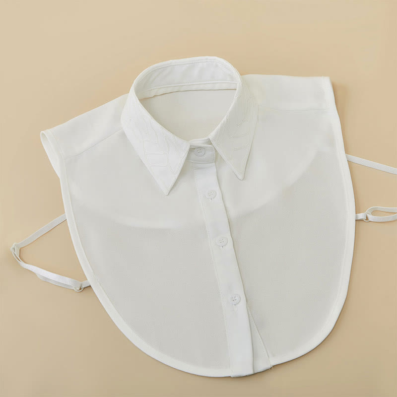 Bluse mit abnehmbarem Halbhemd und falschem Kragen, besticktem Blumenmuster