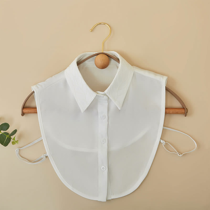 Bluse mit abnehmbarem Halbhemd und falschem Kragen, besticktem Blumenmuster
