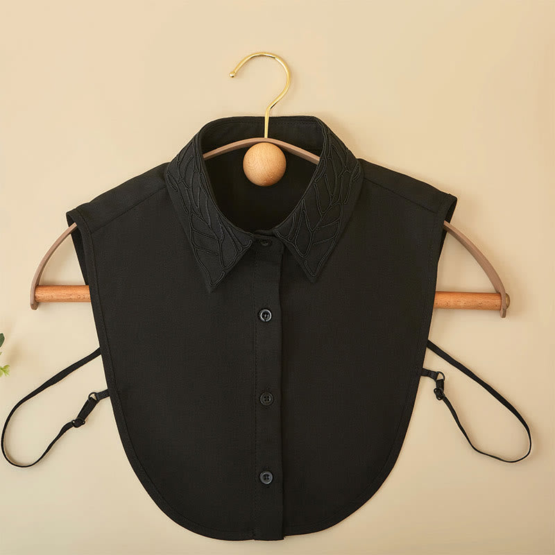Bluse mit abnehmbarem Halbhemd und falschem Kragen, besticktem Blumenmuster