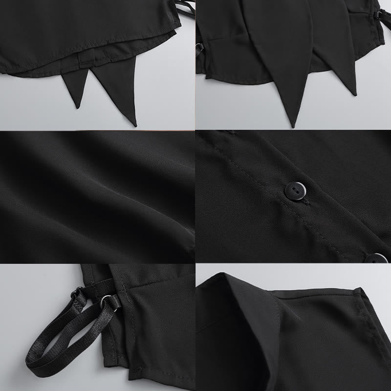 Große abnehmbare Halbhemdbluse mit falschem Kragen und Häschen