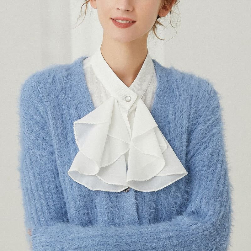 Abnehmbares Halbhemd-Accessoire mit gerüschtem Bowknot-Falschkragen