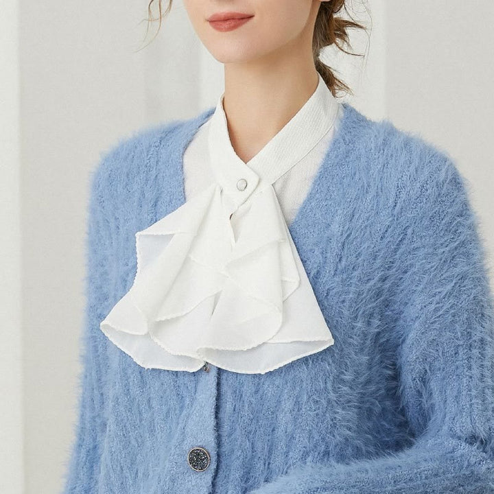 Abnehmbares Halbhemd-Accessoire mit gerüschtem Bowknot-Falschkragen