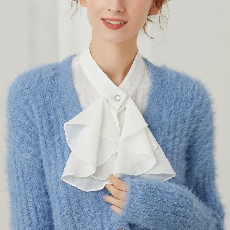 Abnehmbares Halbhemd-Accessoire mit gerüschtem Bowknot-Falschkragen