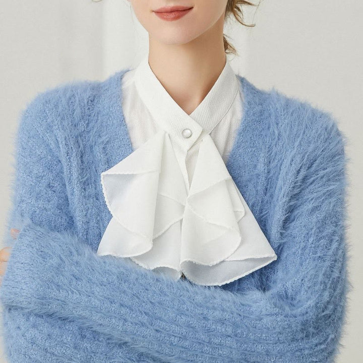 Abnehmbares Halbhemd-Accessoire mit gerüschtem Bowknot-Falschkragen
