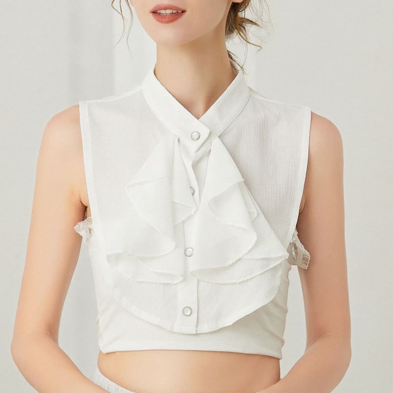Abnehmbares Halbhemd-Accessoire mit gerüschtem Bowknot-Falschkragen