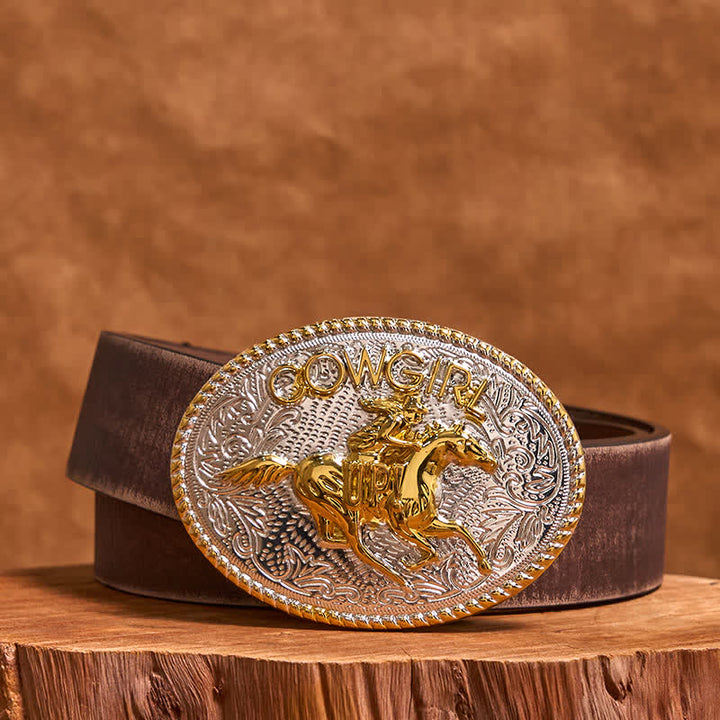 Cowgirl DIY Gold & Silber Reiten Schnalle Ledergürtel